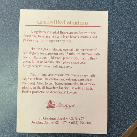 Longaberger Bread Warming Brick - Picture 2 of 3